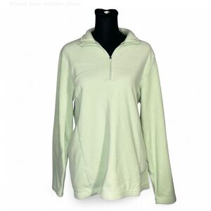 LAND’S END Mint Quarter-Zip Green  Sweatshirt Soft And Anti-StaticFabric NWT M
